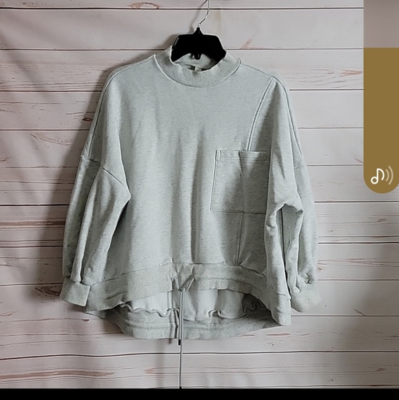 Nap Loungwear Gray Cotton Oversized Baggy Sweatshirt Drawstring Pocket M-L - Picture 4 of 8